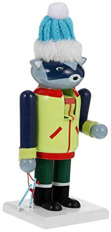 Cabilock Décoration de Bureau Artisanat pour Noël Casse-Noisette en Bois Figure Élément Créatif de Dessin Animé Animal Décor