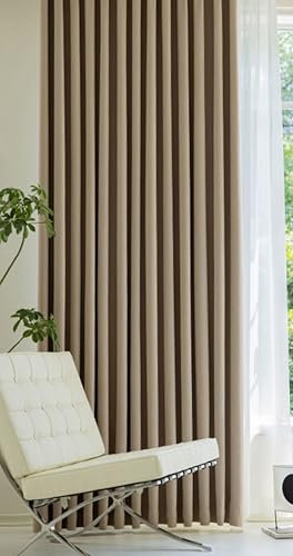 Homxi Gardinen Vorhang Blickdicht 2er Set,2 x 107W x 138H cm,Lichtundurchlässige Vorhänge Kinder Braun Einfarbig Wohnzimmer Gardinen mit Ösen
