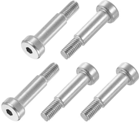 sourcing map 12Pcs 304 Stainless Steel Shoulder Bolt 6mm Shoulder Dia 16mm Shoulder Length M5 Thread Hex Socket Shoulder Bolts for Textile Hydraulic Injection Molding Machinery Industries