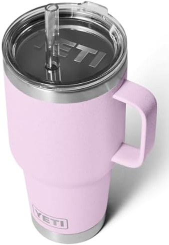 YETI Rambler Straw Mug, Stainless Steel Vacuum Insulated Mug with Stronghold Lid, Cherry Blossom, 35 oz (1035 ml)