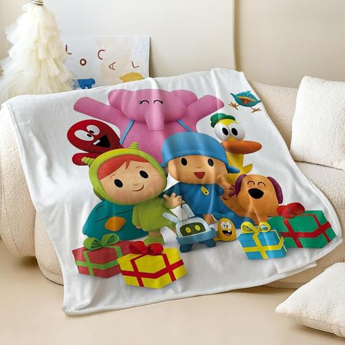 Manta de dibujos animados de niño curioso y amigos animales, manta de franela súper suave para niños, manta acogedora para cama, sofá y viajes (04,130 x 100 cm)