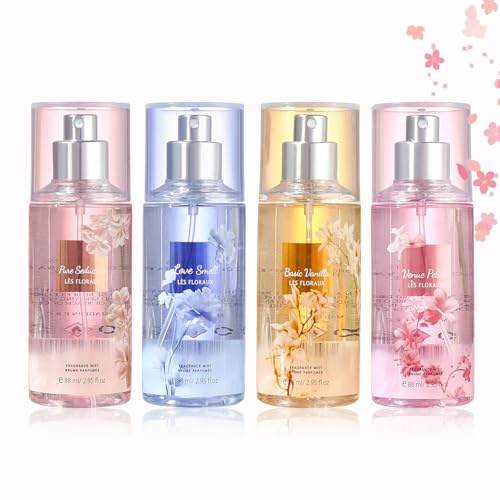 Parfum Fragrance Spray - 236 Ml Brume Corporelle Parfumée,Brume Parfumées Corps Et Cheveux,Brumes Cheveux Parfumées,Splash corporel pour les femmes,Aux Vanille,jasmin (4PC*B)