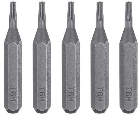 QUARKZMAN 5pz Punte Cacciavite Torx T6H 5/32 Esagonale 28mm Lunghezza Testa Magnetica a 6 Punti in Acciaio S2 per Cacciaviti Elettrici Manuali Riparazioni di Precisione