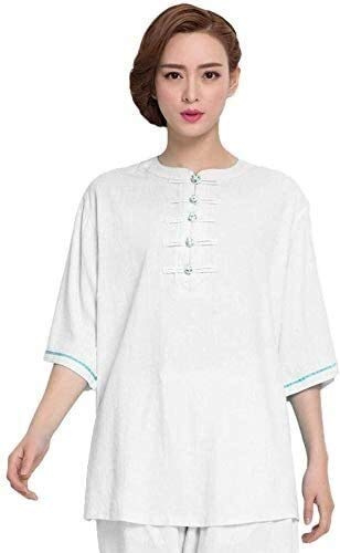 CYANGBO TaiChi Uniform,Tai Chi Clothing, Women Tai Chi Suit Cotton And Linen Kung Fu Uniforms Art Wing Chun Shaolin Kung Fu Tai Chi Uniform Clothing(White_X-Large)