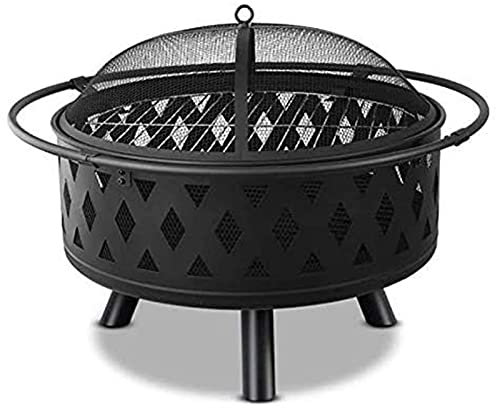 Brasero d'extérieur avec grille – Brasero en métal pour barbecue, protection contre les étincelles, chauffage de jardin et terrasse, panier à feu portable, parfait pour le plaisir du patio et du