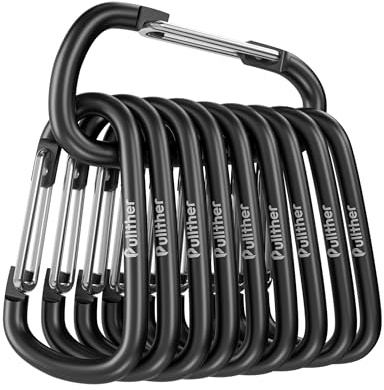 pullther 10 Stück Aluminium Karabinerhaken,56mm Karabinerhaken Klein | Korrosionsbeständige D-Ring Karabiner Schlüsselanhänger für Outdoor Sport, Wandern, Camping, Angeln