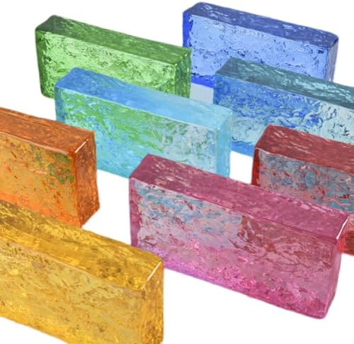 LXHELIVERY High Transparency Glass Blocks Solid Glass Brick 1 Piece - Light Transmission& Privacy Protection For Bar Hotels Bedroom Living Room Partitions(Green)