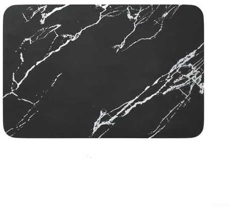 Alfombra de baño antideslizante de secado rápido con reverso de goma, alfombra de baño absorbente de PU con estampado de mármol negro, 60x40 cm, para usar en la ducha, la cocina o el lavadero