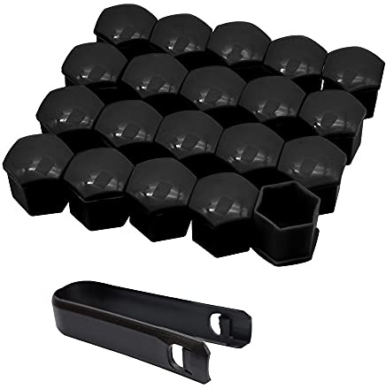 Radschraubenkappen,Padmutterkappen 20x Auto Reifen Radmutterkappe 17 19 21mm Auto Hub Schraube Abdeckung Gebrauch for Ford Buick Mazda Hyundai Chevrolet Kia Außendekoration.(Black,19mm)