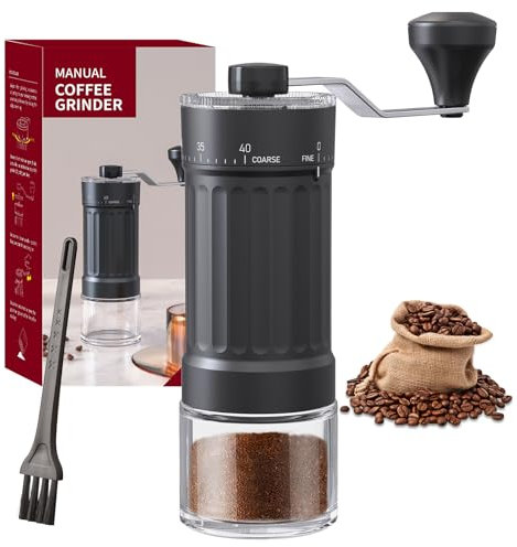 Manual Coffee Grinder 30g Capacity, Coffee Bean Hand Grinder with 40 Adjustable Settings for French Press, Drip, Espresso, Moka pots