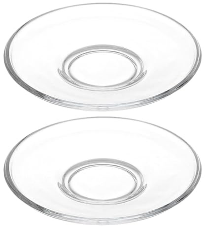 MOKKHNB Set 2 Pezzi Piatti in Vetro Rotondi per Antipasti e Tazze da tè, Supporto Stabile e Design Raffinato per Servire Frutta e Snack in Cucina
