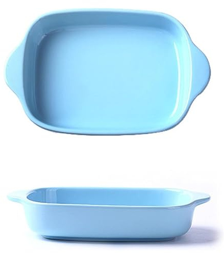 NobesOnbet Bandeja de Horno de cerámica de 9 Pulgadas, Recipiente de cocción Rectangular con Asas Dobles, Recipiente versátil para cocinar en el Horno y en la Mesa,A