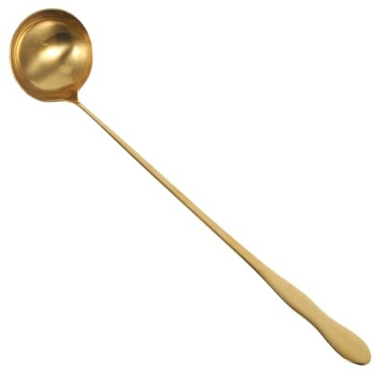 PRETYZOOM Cuchara de Servir Sopa con Mango Inoxidable Utensilio Dorado Resistente Manchas para Salsas Guisos y Uso Doméstico o Catering para Lavavajillas