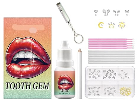 Kit De Bijoux Dentaires DIY – Décorations Brillantes Avec Lumière UV Et Adhésif Puissant, Application Facile For Un Sourire Unique(1PC)