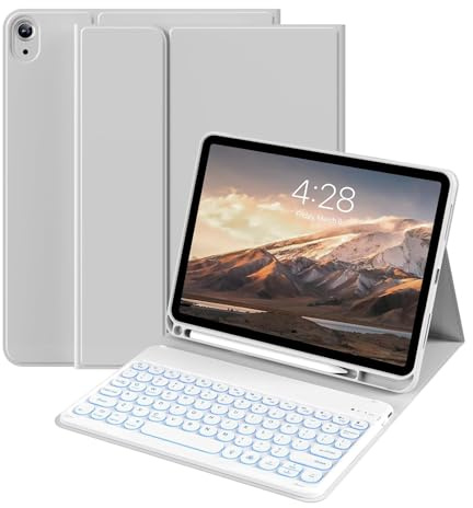 Funda con Teclado para iPad Air 5.ª generación 2022/Air 4.ª generación 2020 10,9 Pulgadas, Teclado Bluetooth inalámbrico magnético Desmontable, Funda Tipo Folio Delgada con Soporte para lápiz