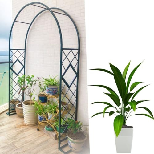 Arche de jardin durable en métal vert réglable largeur 140 cm 340 cm hauteur 220/240 cm parfait pour plantes grimpantes et roses treillage zingué pour décoration extérieure