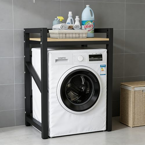 Meuble Machine à Laver et Seche Linge, Étagère sur Machine à Laver et Sèche-linge Ensemble Empilable, 3 Hauteurs Réglables pour Buanderie Salle de Bain, Capacité Charge 300 kg