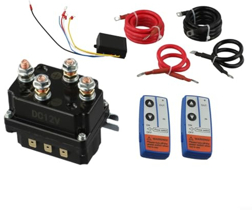 Gettimore Kit de relais solénoïde de treuil 12 V 250 A avec pré-fils et télécommandes, pour treuils 12 V 907 à 2268 kg pour VTT, bateau, camion