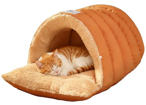 Nankoyal Süßes Katzenbett | Weiches Halb Umschlossenes Haus | Katzenbaby Bett Höhle Schlafsack - Für Kätzchen Hund Schlafen Zuhause Reisen Wohnzimmer Schlafzimmer Boden Hundezwinger Unterschlupf Innen