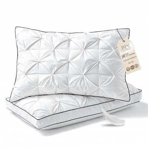 BPC Cuscino 3 Camere Piuma d'Oca, Bianco，50x75cm(set di 2)