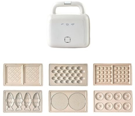 Multifunctional Electric Sandwich Maker Egg Puffs Waffle Iron Taiyaki Frying Grill Pan Toaster Non-stick Plate Breakfast Machine Even Heat Rapid Heating(6 IN 1)