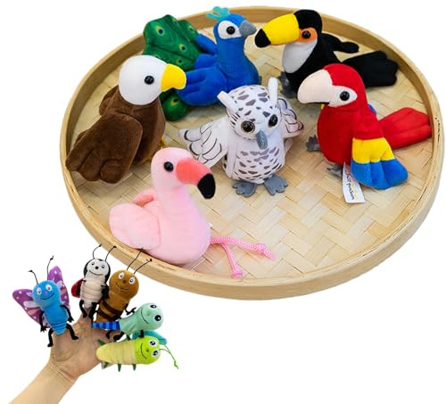6 Stück Handpuppen Spielzeug Set, Fingerpuppen Tier Plüsch, Weiche Wildtiere Fingerpuppen für Kinder Rollenspiel, Kinder Spielzeug Puppen zur Geschichten-Erzählung (B)