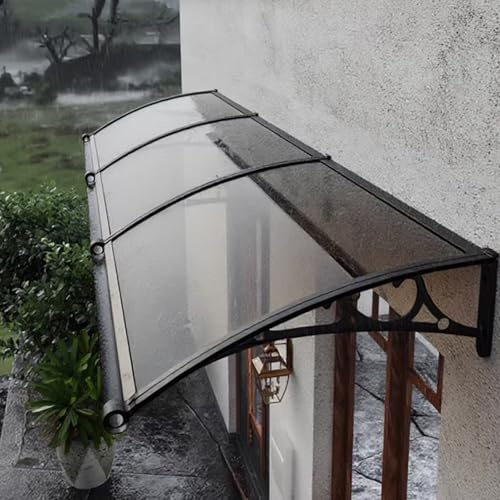 Auvent de Porte d'Entrée,Marquise Solaire Abri Banne Entrée,Auvent Fenêtre en Aluminium,Abri Contre la Pluie Incurvés,Couverture Moderne en Polycarbonate,pour Extérieur (60x60cm/24 x24)