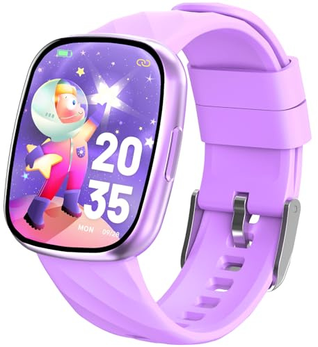 Fitness Tracker Montre Connectée Enfant, Montre Enfant Non Connectée Pedometer Cardiofrequencemètre IP68 Étanche Moniteur de Sommeil Jeux de Puzzle pour Garçons Filles Ados 5-16 (9D-3S-S60K-Purple)