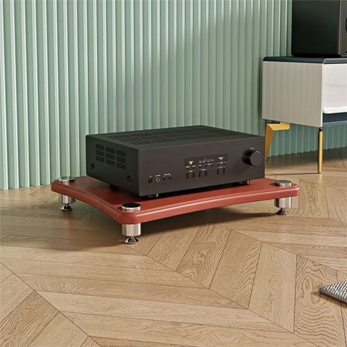 LSUTBFEL Supporto per Giradischi Mobile Stereo Rack Audio Scaffale multimediale, Supporto per Giradischi Rack Stereo Hi-Fi Scaffale per componenti AV per Console di Gioco Audio,Walnut,1 Tier
