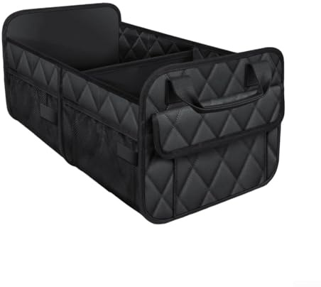 Organizer per bagagliaio costruito per SUV con due aree di stoccaggio principali, quattro tasche laterali in rete e sistema di cinghie inferiori per ridurre al minimo i movimenti durante la guida