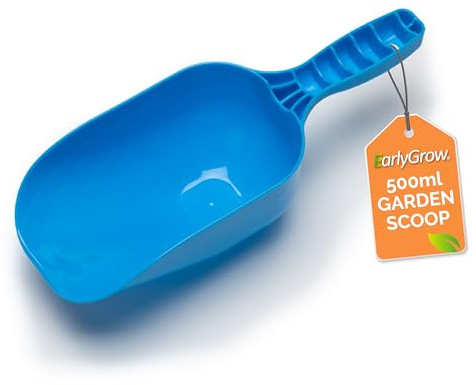 EarlyGrow 500ml Large Plastic Scoop – Multipurpose Garden Transplanting & Potting Tool for Soil, Compost, Pet Food, Cat Litter, Feed, Seed, Sand, Baking & Home Business Use (Blue)
