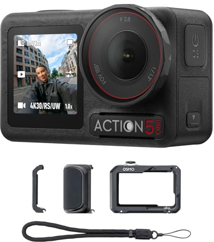DJI Osmo Action 5 Pro Straßenfotografie-Combo, 4K-Action-Cam | 1/1,3″ Sensor, 155° Sichtfeld, 4 Std. Akku, mehr Griffkomfort, Mehrzweckrahmen und Handgriff für stabile Street-Aufnahmen
