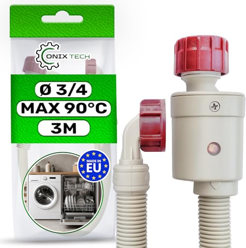 Aquastop Schlauch Waschmaschine Spülmaschine 3m Sicherheitsventilen Ø3/4″ | Druckbereich 0,2-10 Bar Bis zu 90°C - MADE IN EU - Garantie 5 Jahre - ONIX TECH