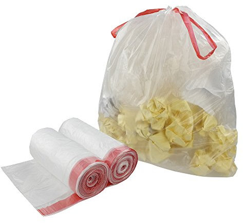Eudokky 40L Drawstring Bin Liners, Clear Trash Bin Bags, 120 Bags