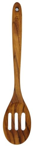 FAAY Premium Wooden Slotted Spoon, Handcraft from Teak | Healthy, Durable, High Moist and High Heat Resistance for Non Stick Cookware. | Drains Oil & Water While Serving, Solid Thai Teak, Coconut Oil Finish, No Lacquer or Glue, Safe for Nonstick Cookware