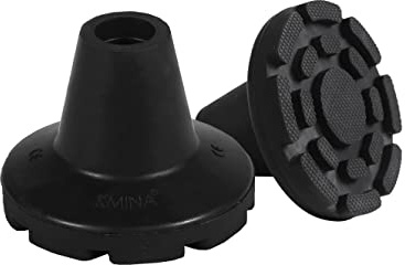 KMINA Krücken Gummi 17-19 mm, rutschfest für Gehstöcke, Schwarz (2 Stück) | 100% Naturkautschuk, Ersatz für Unterarmgehstützen und Gehhilfen, Dämpft Stöße, Patentiert