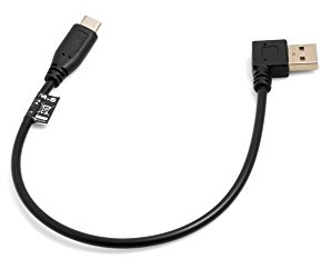 System-S USB-C Kabel 28cm USB 3.1 Type C Stecker zu USB A 2.0 90 Grad Links gewinkelt Stecker