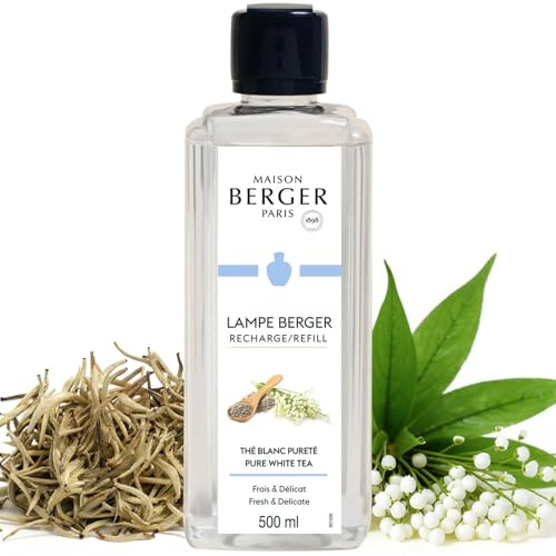MAISON BERGER Ricarica Lampe Berger Thé Blanc Pureté, 500 ml | Ricarica Thé Blanc Pureté 500 ml per lampada catalitica Lampe Berger, circa 80 h, aiuta a neutralizzare gli odori