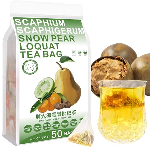 Plant Gift Scaphium Scaphigerum Snow Pear Loquat Tea Bag 8.81oz (5g*50bags) Honeysuckle, Licorice, Mint, Natural, Health Care Mixed, Combination of Floral Tea 250g 胖大海雪梨枇杷茶