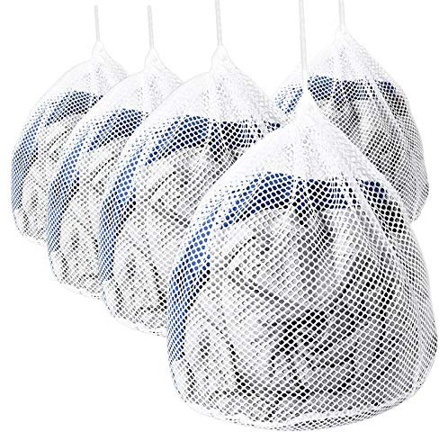 Wäschesack, ASANMU 5 Stück Wäschebeutel Waschmaschine mit Kordelstopper, Wiederverwendbare Groß Netzbeutel für Wäsche, Schutz Waschnetz, Waeschesack für Babywäsche, Unterwäsche, Socken, Kaschmir