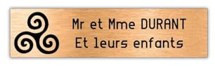 DECOHO - Plaque Boite aux Lettres Personnalisable - Plastique cuivre Lettres Noires - 100x25 mm adhésive 2 Lignes avec Tris - Cuivre