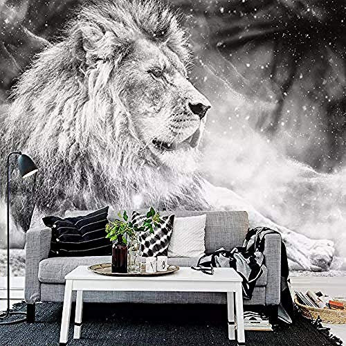 ZZXIAO Black and White Animal Lion Wallpaper Mural Mural Custom Photo 3D Living Room Sofa Wallpaper Grey Wall Sticker Border Living Room for Bedroom Rose Blue Mural Kids Rose Gold purple-350cm×256cm