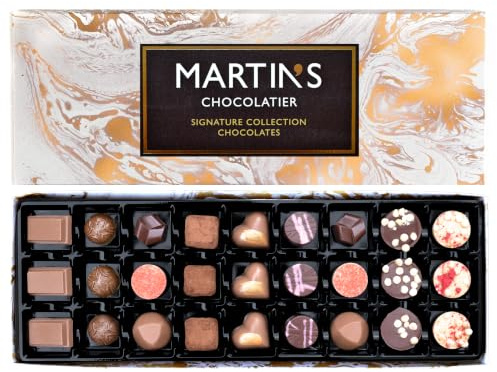 Martin’s Chocolatier Signature Artisan Collection - English Luxury Chocolate Gift Box, 27 Pieces, Milk Dark White Assorted Pralines & Truffles