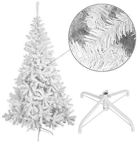 Rapid Teck® Weihnachtsbaum Künstlich 210cm (960 Äste) | Weiss | Tannenbaum mit Schnellaufbau Klappsystem Material PVC inkl. Metallständer | Nordmanntanne