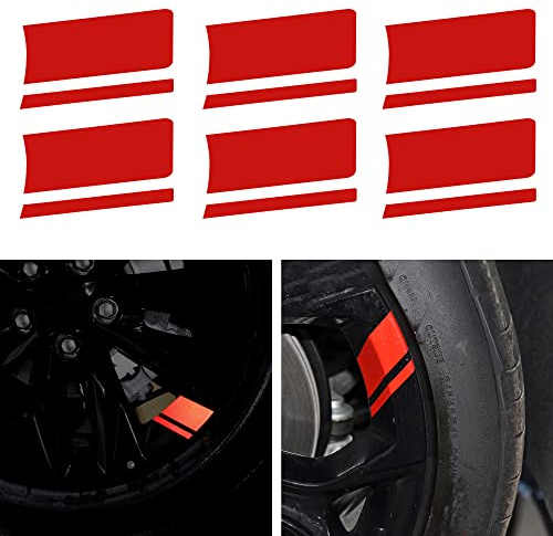 TOMALL 6 Stück Felgenstreifen, reflektierende Aufkleber für Auto, Vinyl, reflektierend, Sicherheitsdekoration, Streifen, Universal-Felgenaufkleber für Stoßstange, Kotflügel, Zubehör (rot)