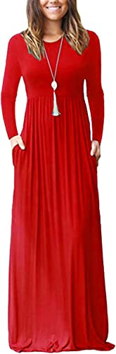 PCEAIIH Women's Casual Sleeveless/Long Sleeve Maxi Dress Loose Long Dresses with Pockets