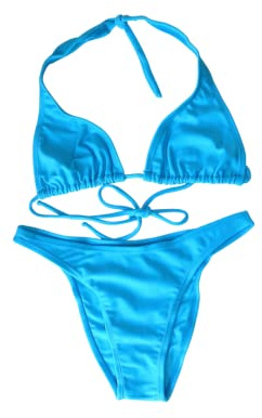 NORDESTINA - Conjunto Bikini Brasileño 2 Piezas, Ropa de Baño Mujer, Bañador con Forro, No Transparenta, Top Ajustable sin Relleno, Liso, Hecho en Brasil, Sofia (M, Azul)