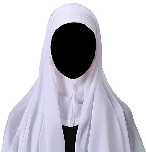 Uposao Damen Muslim Hijab Kopftuch Schal,Moderne islamische Kopftücher Stretch-Turban Einfarbiger Bandanas Chemo Kappe Kopfbedeckung Halstuch Wrap Langer Schal für muslimische Frauen Hijab,Weiss