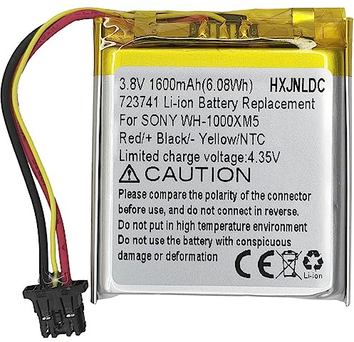 DC 3,8 V 1600 mAh litiumbatteri Ersättning för Sony WH-1000XM5 Bluetooth trådlöst brusreducerande stereohörlurar 723741