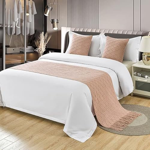XIAOXIN Nordic Stricken Plaid Bett Handtuch Home Hotel Quaste Werfen Bett Läufer Esszimmer Hochzeit Party Decor Bett Schwanz Handtuch Kissenbezug
